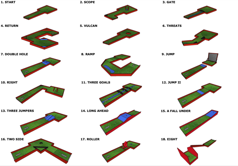 Mini Wood 3D view — all 18 holes