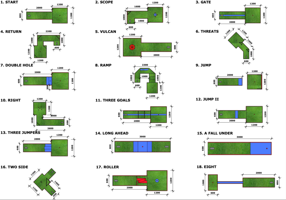 Mini Wood plan view — all 18 holes